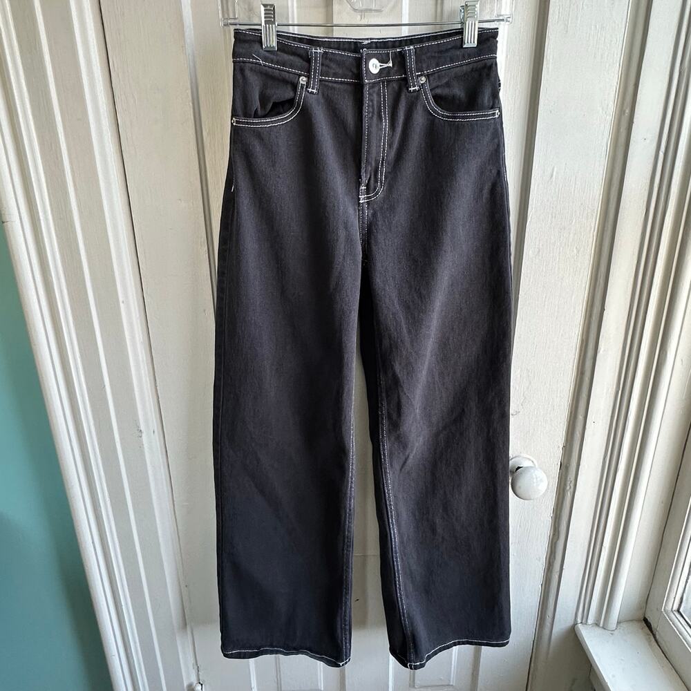 Divided by H&M Black Contrast Stitch Wide Leg Jeans | Size 4 - Picture 2 of 8